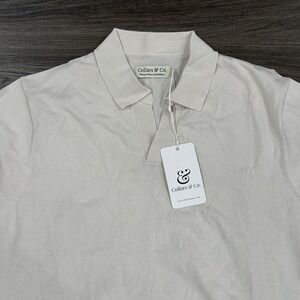 Collars & Co Polo Mens large cotton silk blend Short Sleeve Pullover NWT